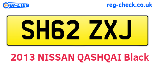 SH62ZXJ are the vehicle registration plates.