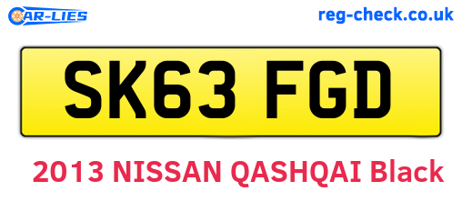 SK63FGD are the vehicle registration plates.