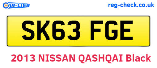 SK63FGE are the vehicle registration plates.