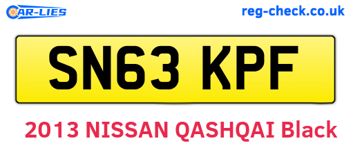 SN63KPF are the vehicle registration plates.