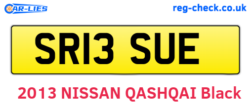 SR13SUE are the vehicle registration plates.