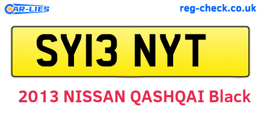 SY13NYT are the vehicle registration plates.