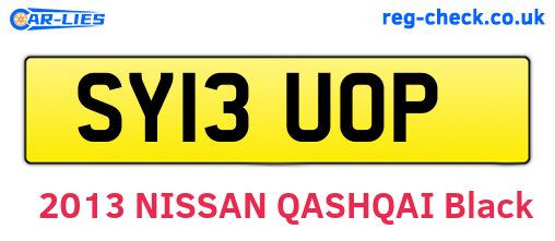 SY13UOP are the vehicle registration plates.
