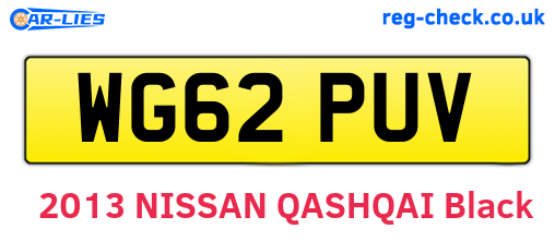 WG62PUV are the vehicle registration plates.