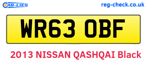 WR63OBF are the vehicle registration plates.