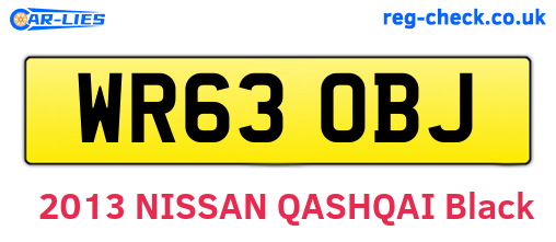 WR63OBJ are the vehicle registration plates.