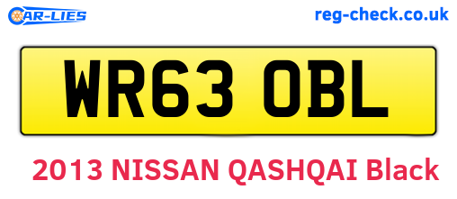 WR63OBL are the vehicle registration plates.