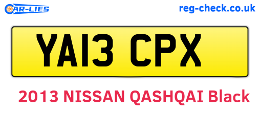 YA13CPX are the vehicle registration plates.