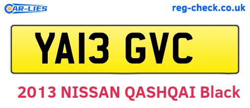 YA13GVC are the vehicle registration plates.