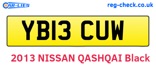 YB13CUW are the vehicle registration plates.