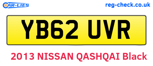 YB62UVR are the vehicle registration plates.