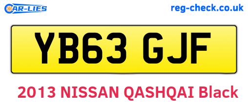 YB63GJF are the vehicle registration plates.