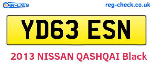YD63ESN are the vehicle registration plates.