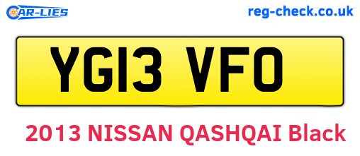 YG13VFO are the vehicle registration plates.