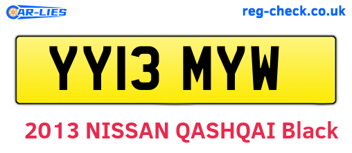 YY13MYW are the vehicle registration plates.