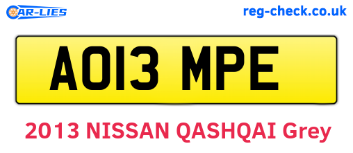 AO13MPE are the vehicle registration plates.