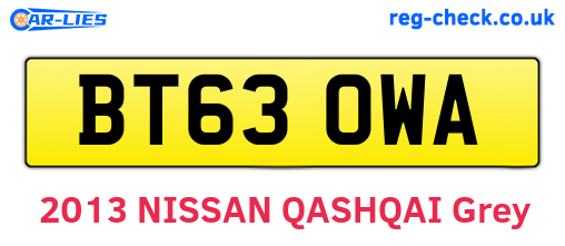 BT63OWA are the vehicle registration plates.