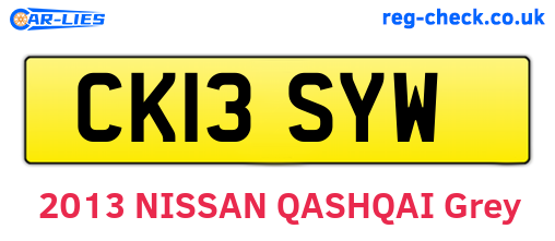CK13SYW are the vehicle registration plates.