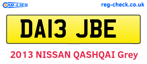 DA13JBE are the vehicle registration plates.