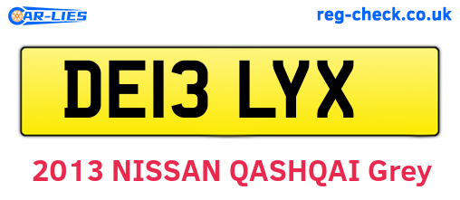 DE13LYX are the vehicle registration plates.