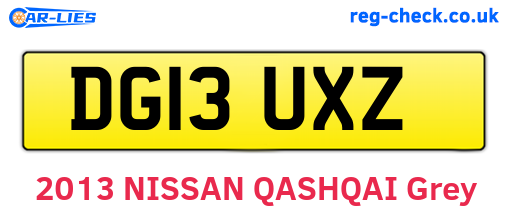 DG13UXZ are the vehicle registration plates.
