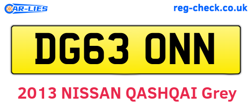 DG63ONN are the vehicle registration plates.