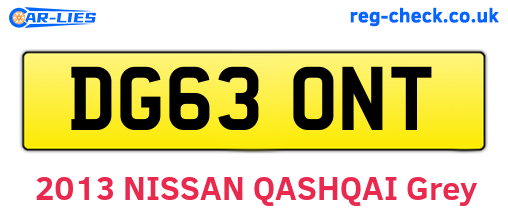 DG63ONT are the vehicle registration plates.