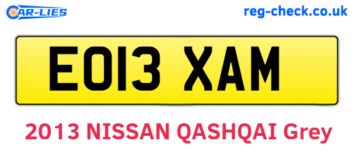 EO13XAM are the vehicle registration plates.