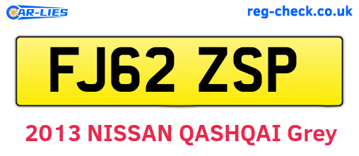 FJ62ZSP are the vehicle registration plates.