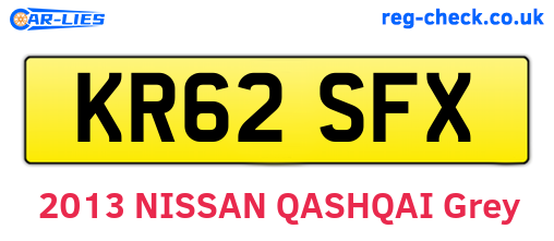 KR62SFX are the vehicle registration plates.
