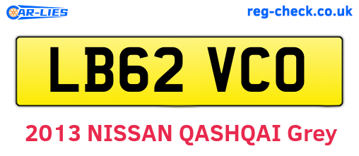 LB62VCO are the vehicle registration plates.