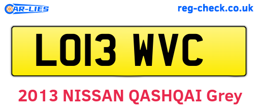 LO13WVC are the vehicle registration plates.