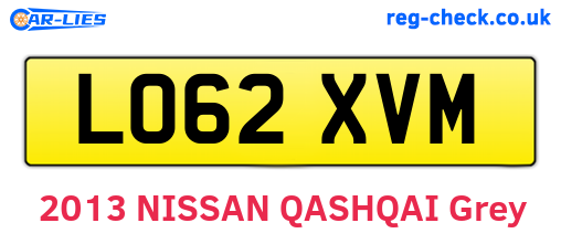 LO62XVM are the vehicle registration plates.