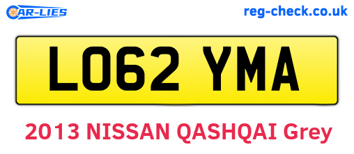LO62YMA are the vehicle registration plates.