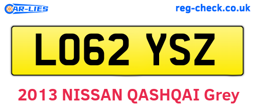 LO62YSZ are the vehicle registration plates.