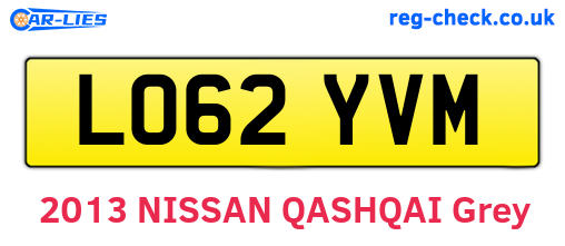 LO62YVM are the vehicle registration plates.