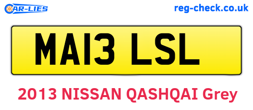 MA13LSL are the vehicle registration plates.