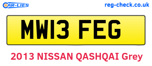 MW13FEG are the vehicle registration plates.