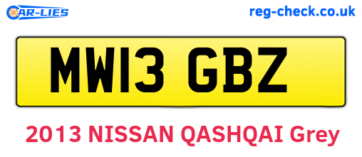 MW13GBZ are the vehicle registration plates.