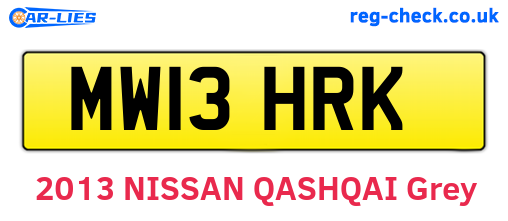 MW13HRK are the vehicle registration plates.
