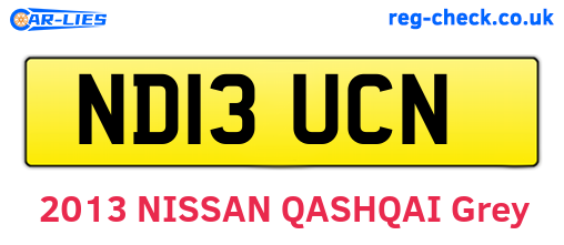 ND13UCN are the vehicle registration plates.