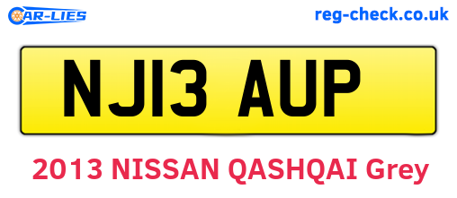 NJ13AUP are the vehicle registration plates.