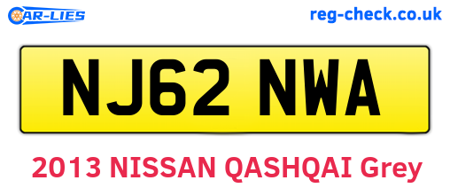 NJ62NWA are the vehicle registration plates.