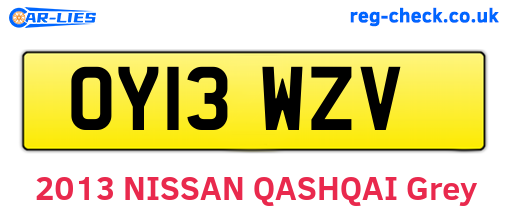 OY13WZV are the vehicle registration plates.