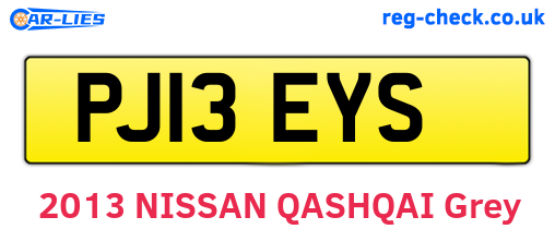PJ13EYS are the vehicle registration plates.