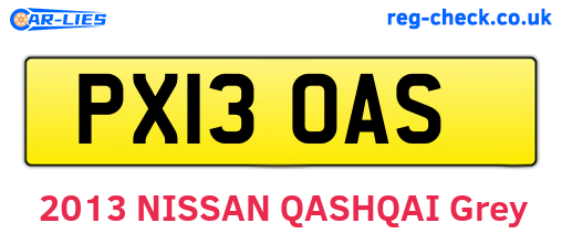 PX13OAS are the vehicle registration plates.