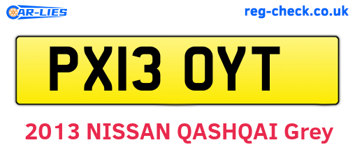 PX13OYT are the vehicle registration plates.