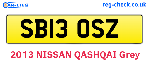 SB13OSZ are the vehicle registration plates.