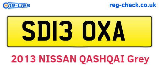 SD13OXA are the vehicle registration plates.