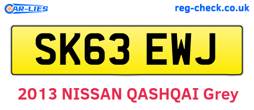 SK63EWJ are the vehicle registration plates.